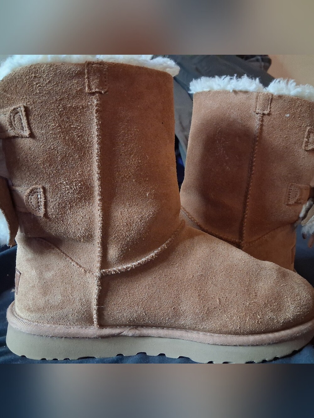 UGG Chestnut Suede Shearling Mid-Calf Booties